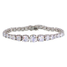 Load image into Gallery viewer, Sterling Silver Rhodium Plated Round CZ Bracelet