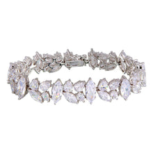 Load image into Gallery viewer, Sterling Silver Rhodium Plated Mixed Shapes CZ Bracelet