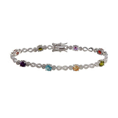 Sterling Silver Multi Color CZ Infinity Tennis Bracelet