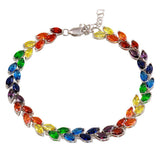 Sterling Silver Rhodium Plated Rainbow CZ Chain Bracelet