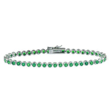 Load image into Gallery viewer, Sterling Silver Rhodium Plated Round CZ Green Tennis Bracelet