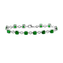 Load image into Gallery viewer, Sterling Silver Rhodium Plated Green CZ Link Bracelet