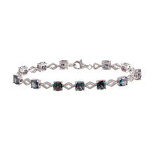 Load image into Gallery viewer, Sterling Silver Rhodium Plated Mystic Topaz CZ Link Bracelet