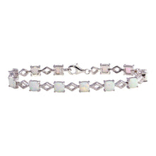 Load image into Gallery viewer, Sterling Silver Rhodium Plated Opal Tennis Bracelet