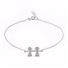 Load image into Gallery viewer, Sterling Silver Rhodium Plated CZ Girls Chain Bracelet