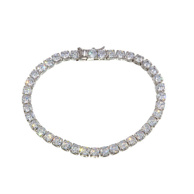 Sterling Silver Rhodium Plated Round CZ Tennis Bracelet