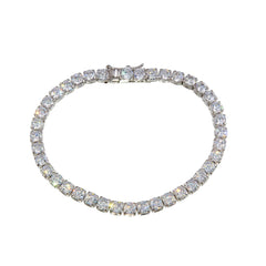 Sterling Silver Rhodium Plated Round CZ Tennis Bracelet