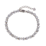 Sterling Silver Rhodium Plated Link CZ Tennis Bracelet