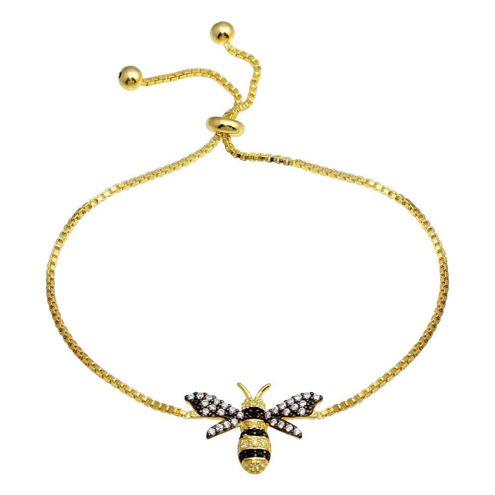 Sterling Silver Gold Plated BumbleBee Lariat Bracelet - silverdepot