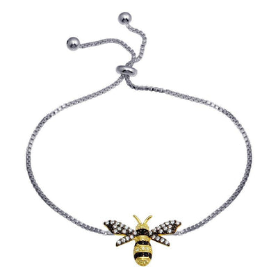 Sterling Silver 2 Toned BumbleBee Lariat Bracelet - silverdepot