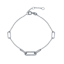 Load image into Gallery viewer, Sterling Silver CZ Cable Link Bracelet