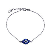 Load image into Gallery viewer, Sterling Silver Rhodium Plated CZ Evil Eye Bracelet
