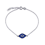 Sterling Silver Rhodium Plated CZ Evil Eye Bracelet