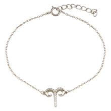 Load image into Gallery viewer, Sterling Silver Rhodium Plated Aries CZ Adjustable Link Bracelet