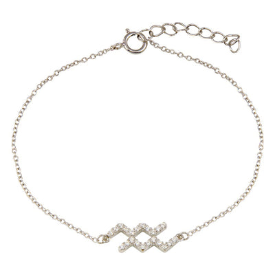 Sterling Silver Rhodium Plated Taurus CZ Adjustable Link Bracelet