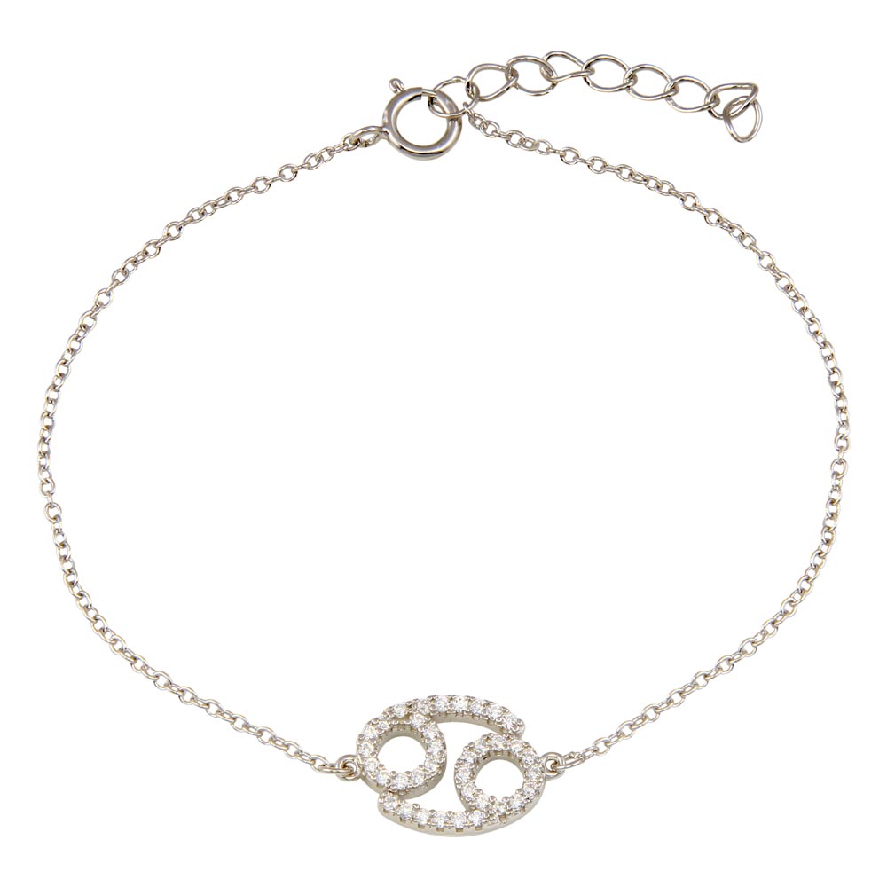 Sterling Silver Rhodium Plated Scorpio CZ Adjustable Link Bracelet