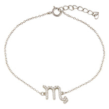 Load image into Gallery viewer, Sterling Silver Rhodium Plated Scorpio CZ Adjustable Link Bracelet