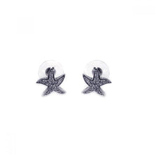 Load image into Gallery viewer, Sterling Silver Rhodium Plated Wavy Starfish Shaped  Stud Earring With CZ Stones