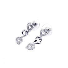 Load image into Gallery viewer, Sterling Silver Trendy Three Hearts Design Embedded with Clear Czs Dangle Stud Earring