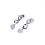 Sterling Silver Trendy Three Hearts Design Embedded with Clear Czs Dangle Stud Earring