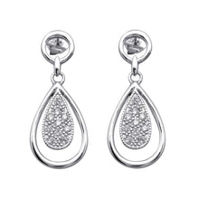 Load image into Gallery viewer, Sterling Silver Modish Double Teardrop Design Embedded with Clear Czs Dangle Stud Earring