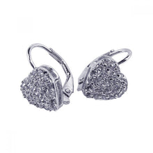 Load image into Gallery viewer, Sterling Silver Modish Micro Paved Heart Design Leverback Earring