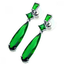 Load image into Gallery viewer, Sterling Silver Fancy Dangle Stud Earring with Multi Shaped Emerald Cz on Prong Setting