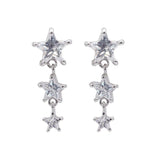 Sterling Silver Fancy Graduated Star Design Set with Clear Czs Dangle Stud Earring