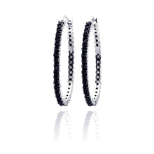 Load image into Gallery viewer, Sterling Silver Black And Rhodium Plated  CZ Dangling Earring