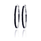 Sterling Silver Black And Rhodium Plated  CZ Dangling Earring