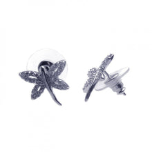 Load image into Gallery viewer, Sterling Silver Rhodium Plated Dragonfly Shaped  Earring With CZ Stones