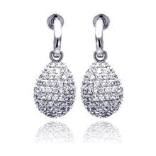 Load image into Gallery viewer, Sterling Silver Classic Teardrop Design Covered with Micro Paved Clear Czs Dangle Stud Earring