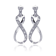 Load image into Gallery viewer, Sterling Silver Elegant Infinity Design Inlaid with Clear Czs Dangle Stud Earring