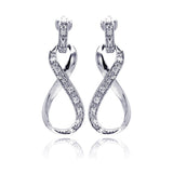 Sterling Silver Elegant Infinity Design Inlaid with Clear Czs Dangle Stud Earring