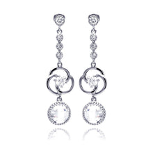 Load image into Gallery viewer, Sterlign Silver Classy Multi Link Round Cut Clear Czs Dangle Stud Earring