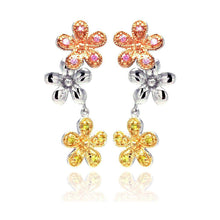 Load image into Gallery viewer, Sterling Silver Three-Toned Flower Link Design Embedded with Multi-Colored Czs