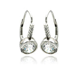 Sterling Silver Classic Round Cut Clear Cz on Bezel Setting Leverback EarringAnd Earring Diameter of 8.7MM