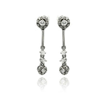 Load image into Gallery viewer, Sterling Silver Elegant Multi Round Design Embedded with clear Czs Dangle Stud EarringAnd Length of 1.5 Inches