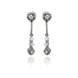 Sterling Silver Elegant Multi Round Design Embedded with clear Czs Dangle Stud EarringAnd Length of 1.5 Inches