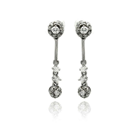 Sterling Silver Elegant Multi Round Design Embedded with clear Czs Dangle Stud EarringAnd Length of 1.5 Inches