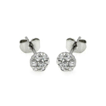 Load image into Gallery viewer, Sterling Silver Rhodium Plated Flower Shaped  Stud Earring With CZ Stones