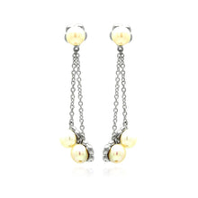 Load image into Gallery viewer, Sterling Silver Elegant Pearl Drop Wire Design Dangle StudAnd Earring Length of 1.75 inches