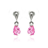 Sterling Silver Trendy Pearshaped Design with Pink Cz Stone Dangle Stud EarringAnd Stone Dimensions 5.8MM x 11.5MM