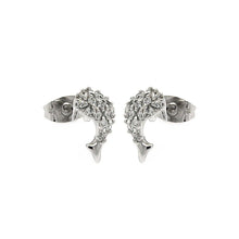 Load image into Gallery viewer, Sterling Silver Rhodium Plated Fish Shaped  Stud Earring With CZ Stones