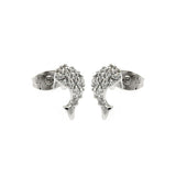 Sterling Silver Rhodium Plated Fish Shaped  Stud Earring With CZ Stones