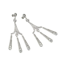 Load image into Gallery viewer, Sterling Silver Elegant Chandelier Dangle Stud Earring Embedded with Clear CzsAnd Earring Dimensions of 74.1MMx19.4MM