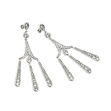 Sterling Silver Elegant Chandelier Dangle Stud Earring Embedded with Clear CzsAnd Earring Dimensions of 74.1MMx19.4MM