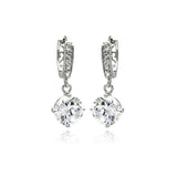 Sterling Silver Classic StyleAnd Channel Dangling Earrings Embedded with Solid Fine Clear Cz Stones. Earring Dimesnions of 23.7MM x 9.4MM