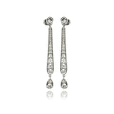 A Sophisticated Sterling Silver Teardrop Channel  EarringAnd Classic StyleAnd Fixed With Solid Clear Cz Stones. Earring Dimesnions of 48MM x 5.1MM