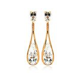 A Sophisticated Dangling Earring Set in Sleek Rose Gold Rhodium PlatedAnd With Teardrop Clear Cz Stones. Earring Dimensions of 63.3MM x 14.9MM